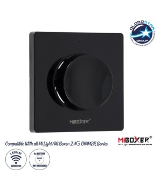 GloboStar® 71444 K1-B Mi-BOXER Ασύρματο Επιτοίχιο Χειριστήριο Dimmer RF 2.4Ghz για όλα τα Μονόχρωμα Mi-BOXER Controller DC 3V 1 x CR2032 - IP20 Μαύρο Μ8.5 x Π8.5 x Υ2.5cm - 5 Years Warranty